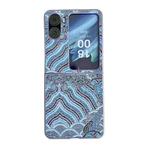 For OPPO Find N2 Flip Propitious Clouds Embroidery Full Coverage Phone Case(Blue)