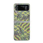 For Samsung Galaxy Z Flip4 Propitious Clouds Embroidery Full Coverage Phone Case(Green)