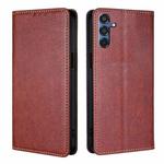 For Samsung Galaxy M35 5G Gloss Oil Solid Color Magnetic Leather Phone Case(Brown)