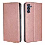 For Samsung Galaxy M35 5G Gloss Oil Solid Color Magnetic Leather Phone Case(Rose Gold)