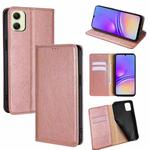For Samsung Galaxy A05 4G Gloss Oil Solid Color Magnetic Leather Phone Case(Rose Gold)