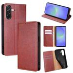 For Samsung Galaxy A36 5G Gloss Oil Solid Color Magnetic Leather Phone Case(Brown)
