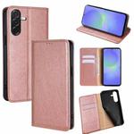 For Samsung Galaxy A36 5G Gloss Oil Solid Color Magnetic Leather Phone Case(Rose Gold)