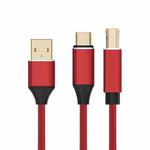 2 in 1 Type-C and USB-A to USB-B MIDI Instruments Printer Cable, Length: 1m, Length:1m(Red)