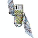 For Huawei nova Flip Propitious Clouds Embroidery Full Coverage Phone Case with Scarf / Bracelet(Green)