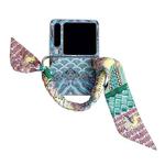 For Huawei Pura X Propitious Clouds Embroidery Full Coverage Phone Case with Scarf / Bracelet(Blue)