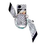 For vivo X Flip Propitious Clouds Embroidery Full Coverage Phone Case with Scarf / Bracelet(Grey)