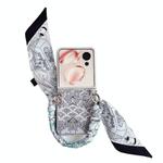 For Honor Magic V Flip Propitious Clouds Embroidery Full Coverage Phone Case with Scarf / Bracelet(Grey)