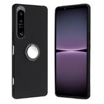 For Sony Xperia 1 IV Matte Ring Holder TPU Phone Case(Black)