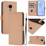 For Nokia C30 Skin Feel Solid Color Leather Phone Case with Lanyard(Nude)