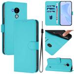 For Nokia C30 Skin Feel Solid Color Leather Phone Case with Lanyard(Lake Blue)