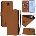 For Nokia C01 Plus / C1 2nd Edition Skin Feel Solid Color Leather Phone Case with Lanyard(Brown)