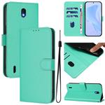 For Nokia C01 Plus / C1 2nd Edition Skin Feel Solid Color Leather Phone Case with Lanyard(Green)