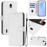 For Nokia C01 Plus / C1 2nd Edition Skin Feel Solid Color Leather Phone Case with Lanyard(White)