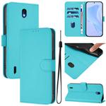 For Nokia C01 Plus / C1 2nd Edition Skin Feel Solid Color Leather Phone Case with Lanyard(Lake Blue)