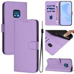 For Nokia XR20 Skin Feel Solid Color Leather Phone Case with Lanyard(Lavender Purple)