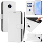 For Nokia C10 / C20 Skin Feel Solid Color Leather Phone Case with Lanyard(White)