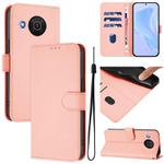 For Nokia X20 / X10 Skin Feel Solid Color Leather Phone Case with Lanyard(Pink)