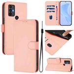 For TCL 30 SE Skin Feel Solid Color Leather Phone Case with Lanyard(Pink)