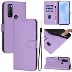 For TCL 30XL 2022 Skin Feel Solid Color Leather Phone Case with Lanyard(Lavender Purple)