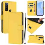 For TCL 30XL 2022 Skin Feel Solid Color Leather Phone Case with Lanyard(Lemon Yellow)