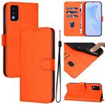 For TCL 30T Skin Feel Solid Color Leather Phone Case with Lanyard(Orange)