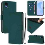 For TCL 30Z T602DL Skin Feel Solid Color Leather Phone Case with Lanyard(Dark Green)