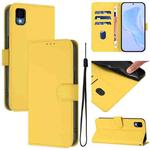 For TCL 30Z T602DL Skin Feel Solid Color Leather Phone Case with Lanyard(Lemon Yellow)