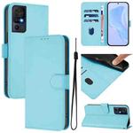 For TCL 40 SE Skin Feel Solid Color Leather Phone Case with Lanyard(Sky Blue)