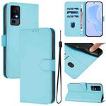 For TCL 40 R 5G Skin Feel Solid Color Leather Phone Case with Lanyard(Sky Blue)