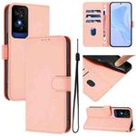 For TCL 50 5G / 50 XE NxtPaper 5G Skin Feel Solid Color Leather Phone Case with Lanyard(Pink)