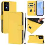 For TCL 50 SE Skin Feel Solid Color Leather Phone Case with Lanyard(Lemon Yellow)