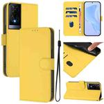 For TCL 50 XE Skin Feel Solid Color Leather Phone Case with Lanyard(Lemon Yellow)