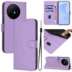 For TCL 50 XL Skin Feel Solid Color Leather Phone Case with Lanyard(Lavender Purple)