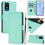 For TCL 501 Skin Feel Solid Color Leather Phone Case with Lanyard(Mint Green)