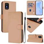 For TCL 502 Skin Feel Solid Color Leather Phone Case with Lanyard(Nude)