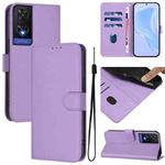 For TCL 505 Skin Feel Solid Color Leather Phone Case with Lanyard(Lavender Purple)