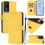 For TCL 505 Skin Feel Solid Color Leather Phone Case with Lanyard(Lemon Yellow)