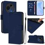 For TCL 60 NxtPaper Skin Feel Solid Color Leather Phone Case with Lanyard(Navy Blue)