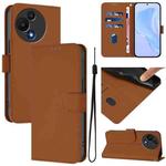 For TCL 605 / 60 SE Skin Feel Solid Color Leather Phone Case with Lanyard(Brown)