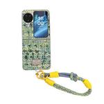 For OPPO Find N3 Flip Illusory Color Weaving Texture Phone Case with Color Strap(Green)