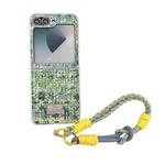 For Samsung Galaxy Z Flip5 Illusory Color Weaving Texture Phone Case with Color Strap(Green)