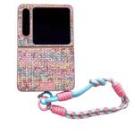 For Huawei Pura X Illusory Color Weaving Texture Phone Case with Color Strap(Pink)