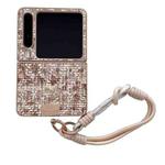 For Huawei Pura X Illusory Color Weaving Texture Phone Case with Color Strap(Brown)