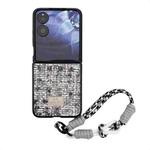 For Xiaomi Mix Flip Illusory Color Weaving Texture Phone Case with Color Strap(Black)