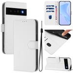 For Google Pixel 6 Pro Skin Feel Solid Color Leather Phone Case with Lanyard(White)