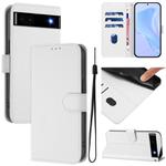 For Google Pixel 6a Skin Feel Solid Color Leather Phone Case with Lanyard(White)