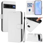 For Google Pixel 7 Pro Skin Feel Solid Color Leather Phone Case with Lanyard(White)