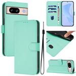 For Google Pixel 8 Skin Feel Solid Color Leather Phone Case with Lanyard(Mint Green)