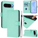 For Google Pixel 9 / Pixel 9 Pro Skin Feel Solid Color Leather Phone Case with Lanyard(Mint Green)
